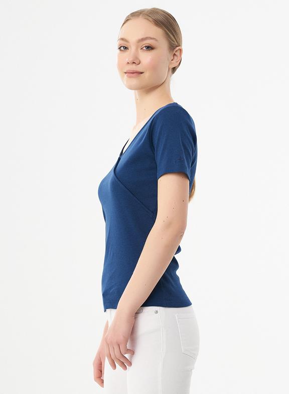 Ribbed V-Neck T-Shirt Blue from Shop Like You Give a Damn