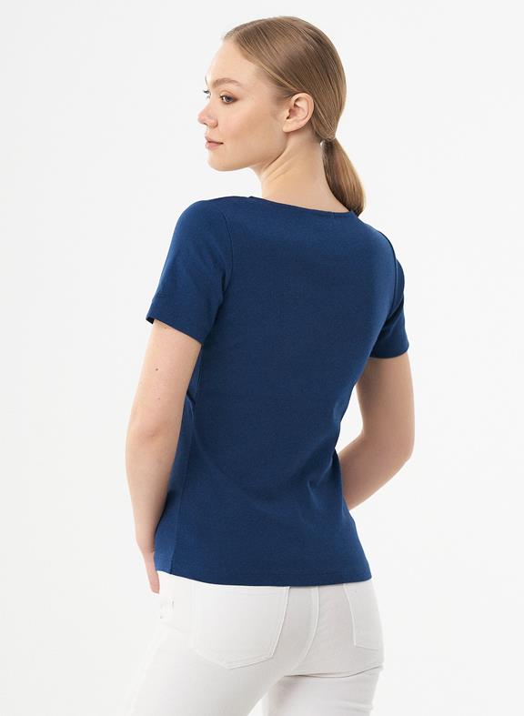 Ribbed V-Neck T-Shirt Blue from Shop Like You Give a Damn