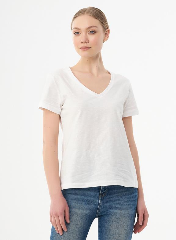 Basic T-Shirt V-Neck Organic Cotton White 1