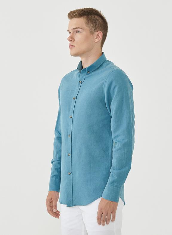 Shirt Linen Organic Cotton Blue 3