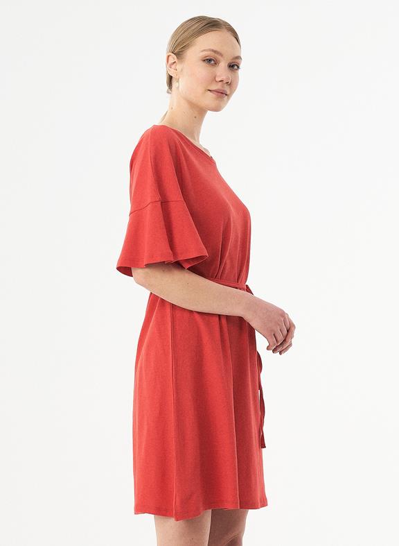 Jersey Dress Organic Cotton Linen Red 2
