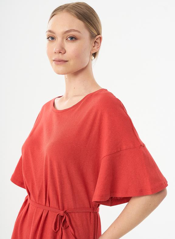 Jersey Dress Organic Cotton Linen Red 4