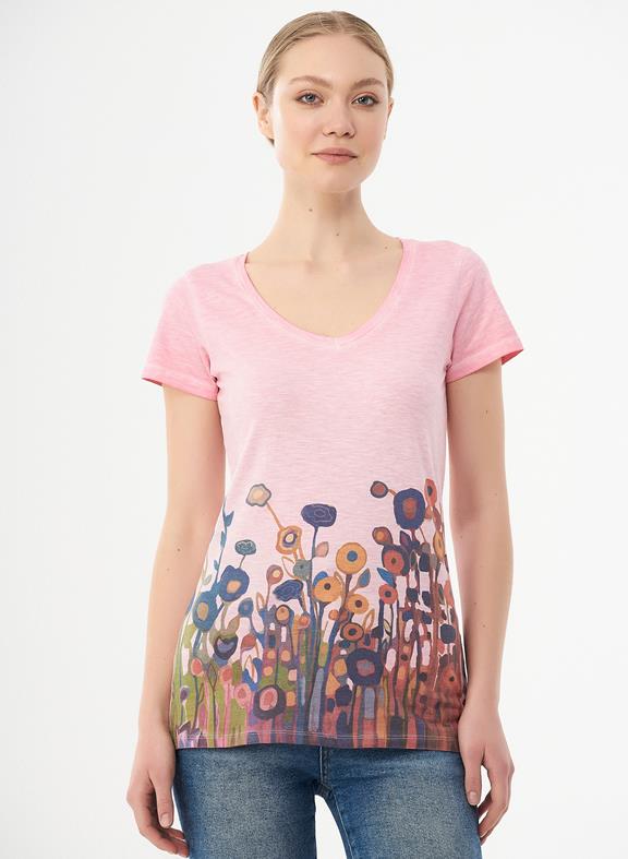 T-Shirt Bloemenprint Lichtroze via Shop Like You Give a Damn
