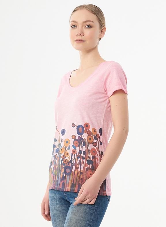 T-Shirt Bloemenprint Lichtroze from Shop Like You Give a Damn