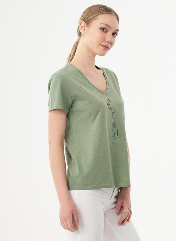 T-Shirt Bloemenprint Groen 3