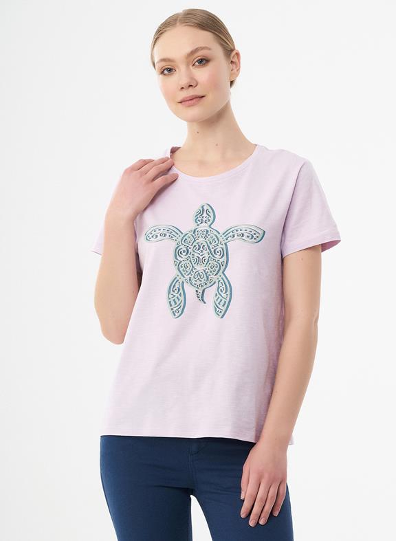T-Shirt Turtle Print Light Purple 1