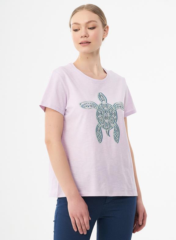 T-Shirt Turtle Print Light Purple 3