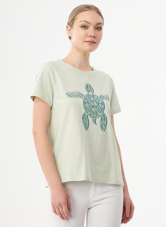 T-Shirt Turtle Print Light Green 1
