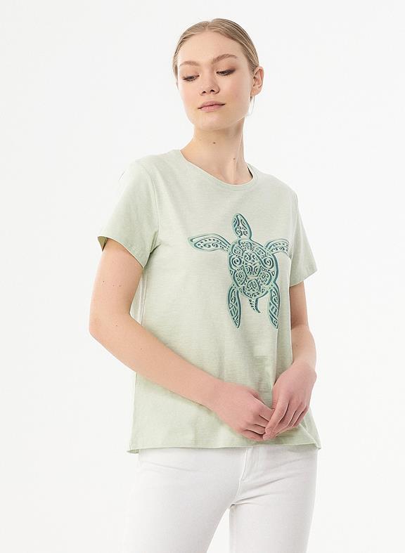 T-Shirt Turtle Print Light Green 4