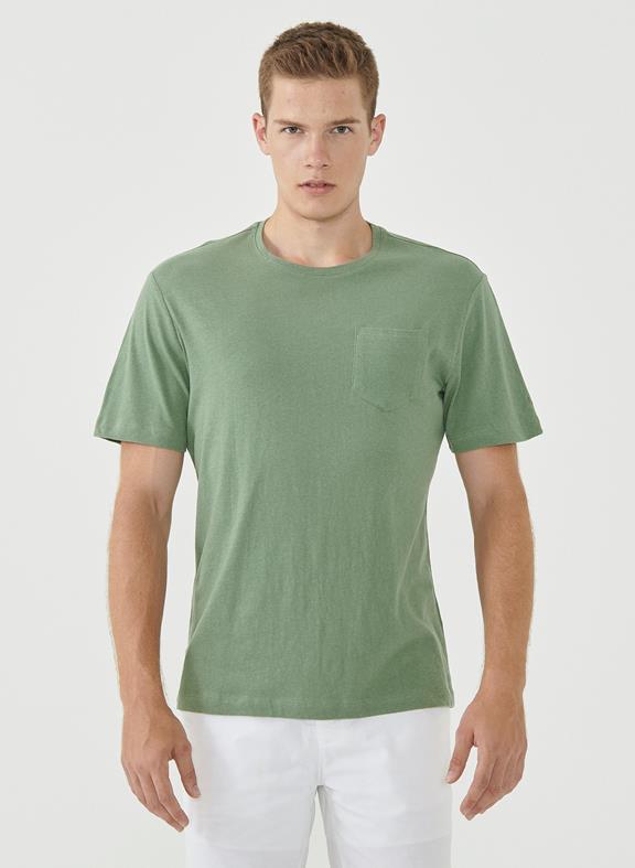 T-Shirt Met Borstzakje Groen 1