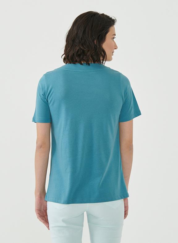 T-Shirt V-Neck Petrol Blue