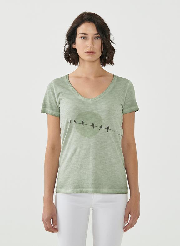 T-Shirt Biologisch Katoen Print Lichtgroen from Shop Like You Give a Damn
