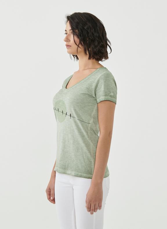 T-Shirt Organic Cotton Print Light Green 3