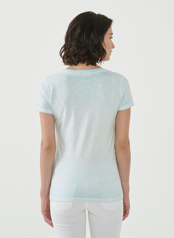 T-Shirt Biologisch Katoen Print Lichtblauw 4