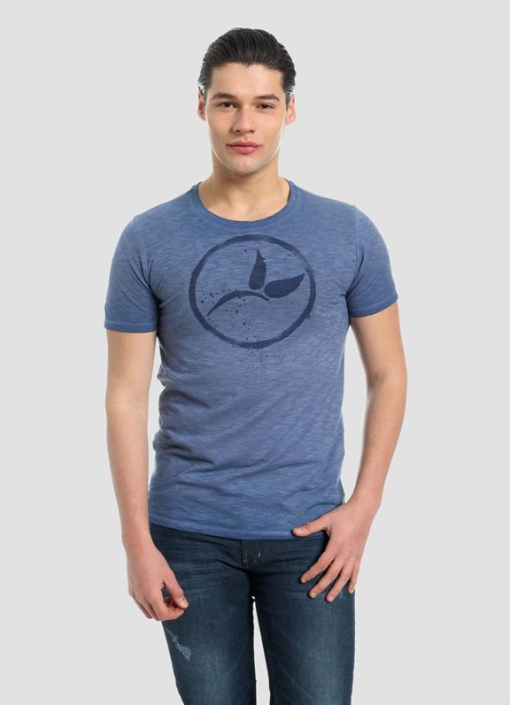 T-Shirt Print Blauw van Shop Like You Give a Damn