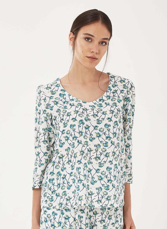 Blouse Flowers Green Blue from Shop Like You Give a Damn