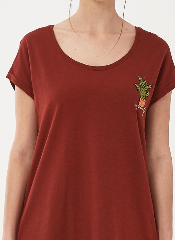 Jurk Cactus Embroidery Donkerrood from Shop Like You Give a Damn