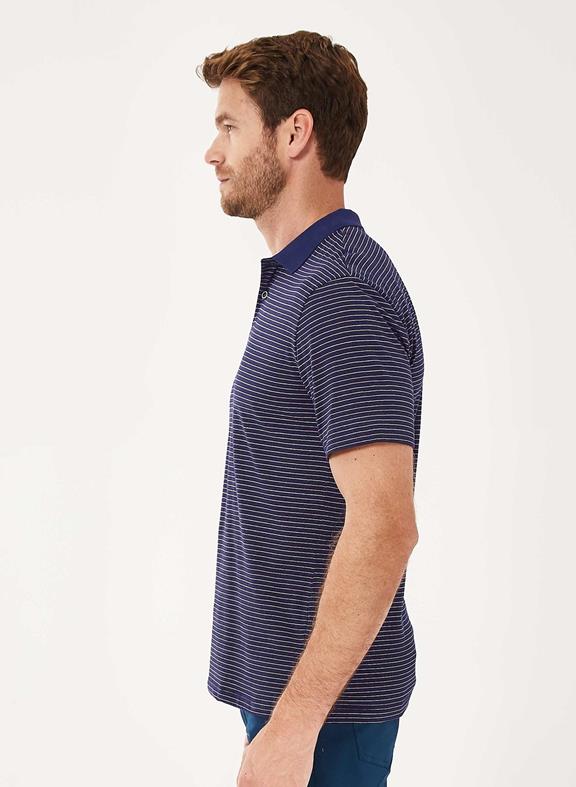 Striped Polo Shirt Navy 3