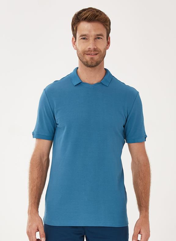 Polo Shirt V-Neck Blue 1