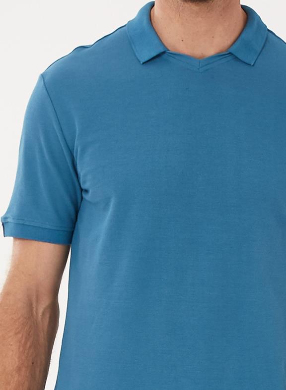 Polo Shirt V-Neck Blue 5
