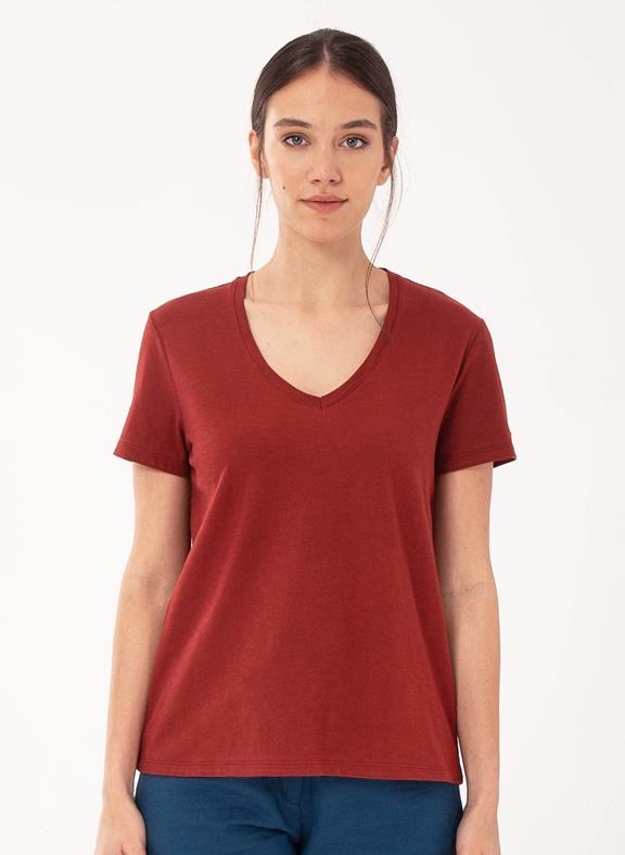Basic T-Shirt Bruin/Rood 1