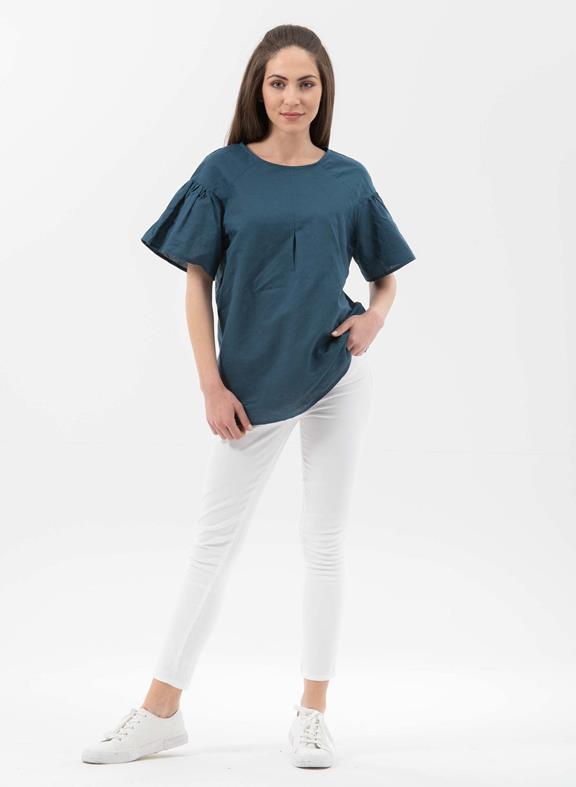 Blouse Volantmouwen Navy from Shop Like You Give a Damn