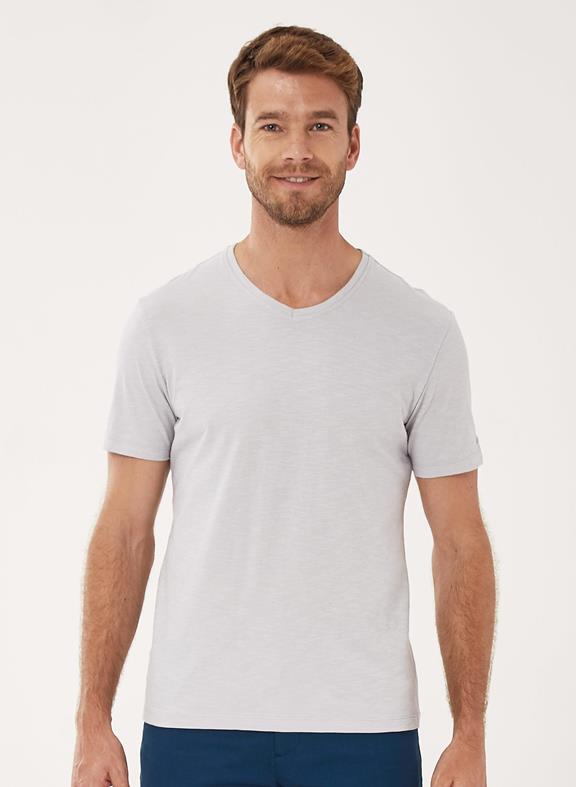 Basic V-neck T-Shirt Light Grey 1