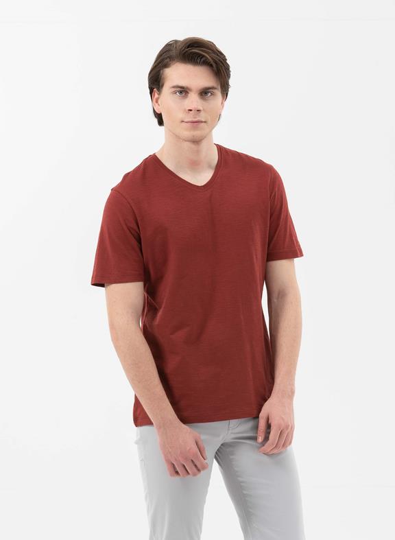 Basic T-Shirt V-neck Brown 2