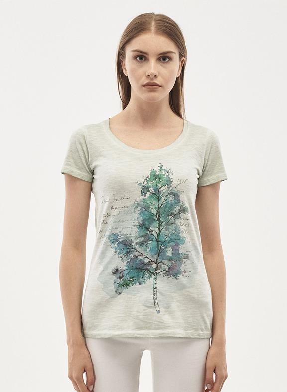 T-Shirt Organic Cotton Print Light Green 1