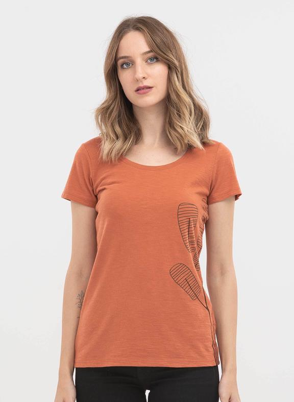 T-Shirt Biologisch Katoen Print Oranje 1