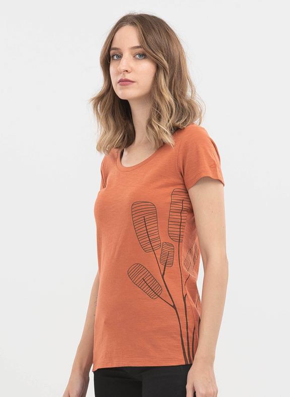 T-Shirt Biologisch Katoen Print Oranje 3