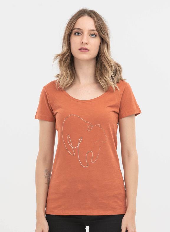 T-Shirt Aus Bio-Baumwolle Mit Aufdruck Orange 1