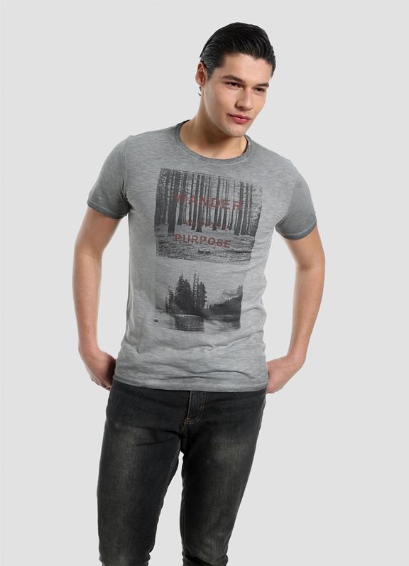 T-Shirt Bio-Baumwolle Druck Grau 1