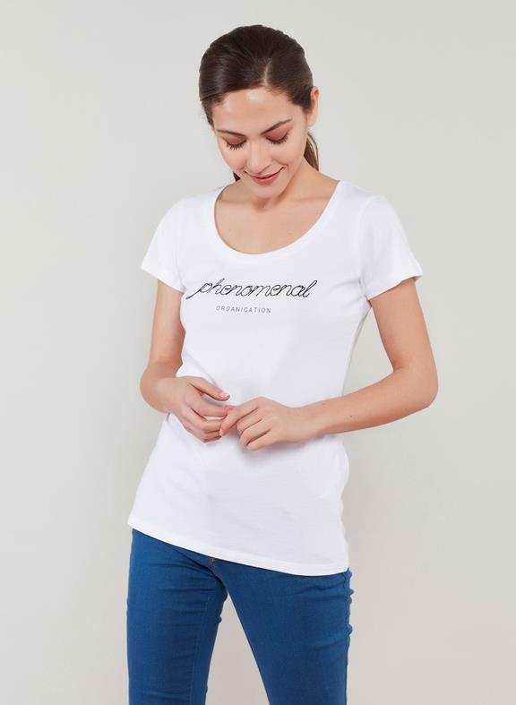 T-Shirt Biologisch Katoen Borduursel Wit van Shop Like You Give a Damn