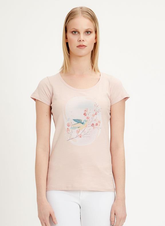 T-Shirt Bird Lichtroze van Shop Like You Give a Damn