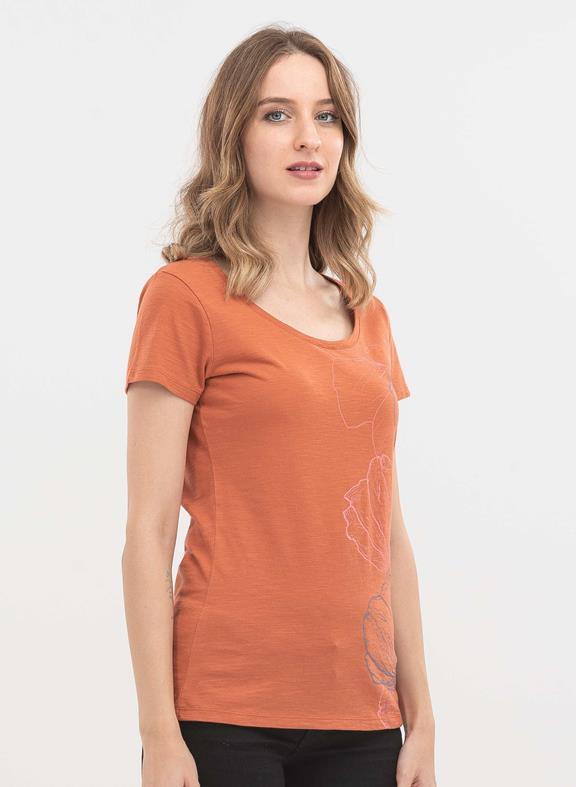 T-Shirt Bloemenprint Staal Oranje from Shop Like You Give a Damn