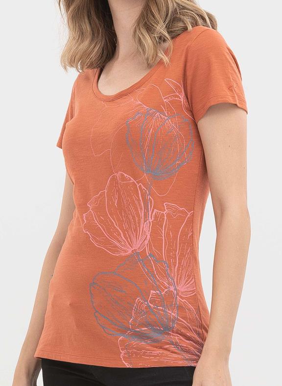 T-Shirt Bloemenprint Staal Oranje from Shop Like You Give a Damn