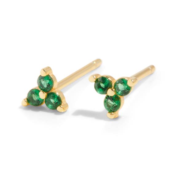 The Sally Stud Earrings Green 18k Gold Plated 1