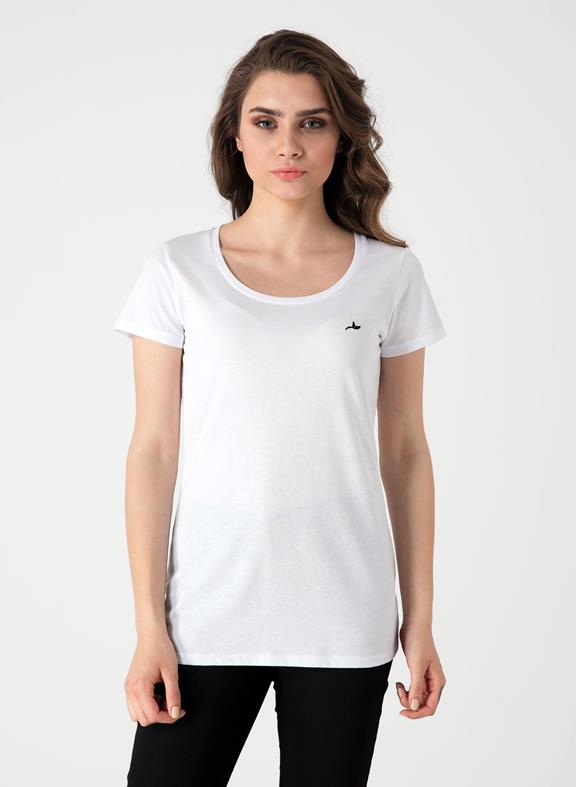 Regular fit single jersey small chest print t-shirt - GOTS/Vegan - Bright  White