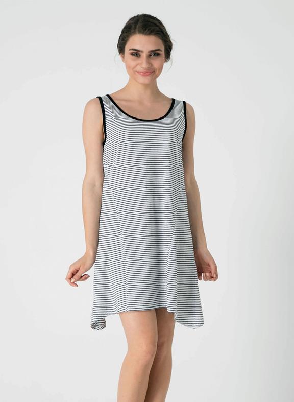 Sleeveless Striped Dress Black White 1