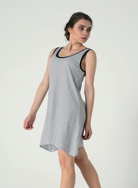 Sleeveless Striped Dress Black White 3
