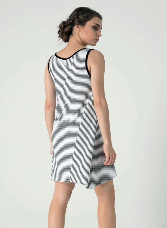 Sleeveless Striped Dress Black White 5