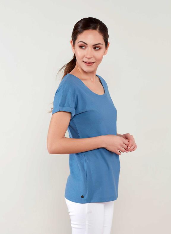 Top Tie Band Neck Blauw from Shop Like You Give a Damn