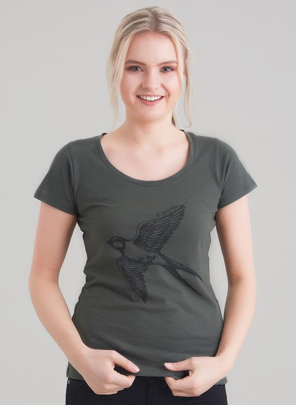 T-Shirt Bird Kaki Groen via Shop Like You Give a Damn