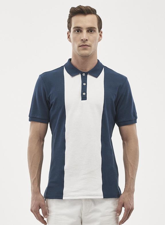 Polo Shirt With Contrast Stripes Navy 1