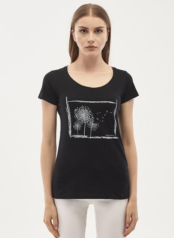 T-Shirt Met Paardenbloem Print Zwart via Shop Like You Give a Damn