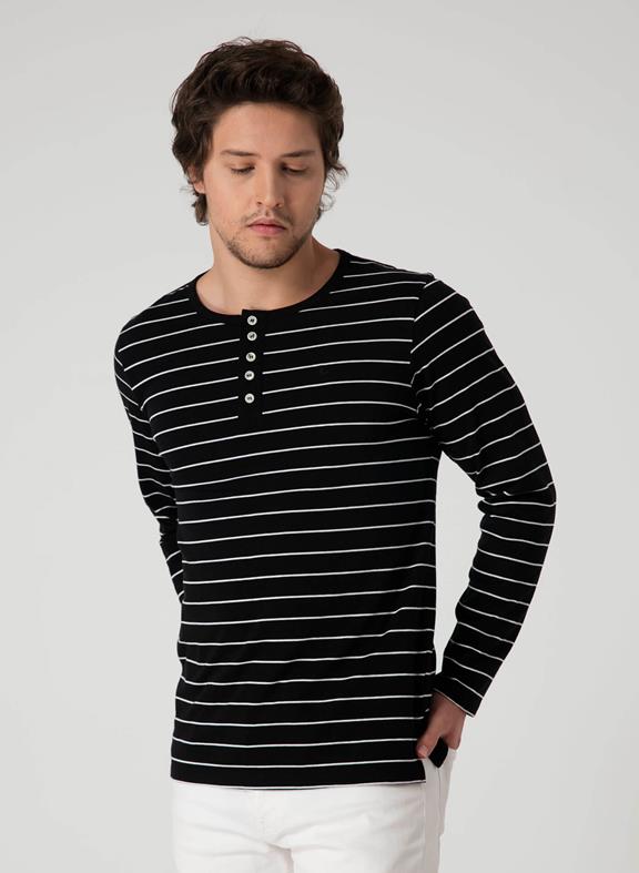 T-Shirt Longsleeve Striped Black 2