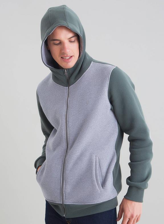 Hooded Sweat Jacket With Contrast Sleeves 2