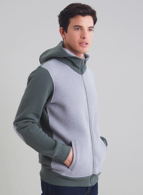 Hooded Sweat Jacket With Contrast Sleeves 3