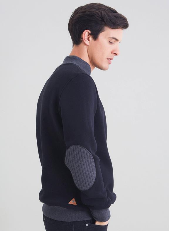Sweatshirt Zwart/Marineblauw Met Rits 3